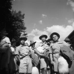 Maori soldiers leaving Rotorua for overseas service during World War II