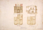 Tait, Robert 1830-1926 :[Ground and top floor plans, front elevation and cross section of two-storey house for Robert Tait, jnr. Kelburn? ca 1905].