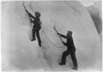 Men climbing an ice face on the Tasman Glacier