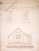 Tait, Robert 1830-1926 :[Plan of Anglican Church at Lower Hutt, 1874]. Section B-C, seat ends and choir seat ends. [1874-1880].