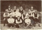 Group portrait of competitors in Wellington bakers picnic tug-of-war competition