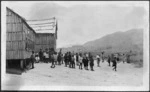 Maori children outside the school at Ruatahuna