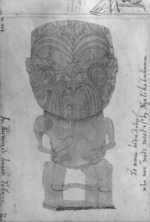 [Crawford, James Coutts] 1817-1889 :In Pawini's house, Tokanu. Te Umu Kohu kohu, who was 'made meat of' by Ngatikahuhunu. [1862]