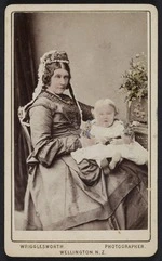 Wrigglesworth, J D (Wellington) fl 1863-1900 :Portrait of unidentified woman with child on knee