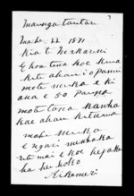 Letter from Tamati Turoru to McLean