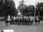 Captain Anderson and his gun crew on horseback in Samoa during WWI