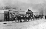 Mail coach about to leave the township of Dunstan