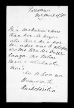 Letter from Hamuera Te Raikokiritia to McLean