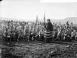 Haka party at Rotorua during visit of Duke and Duchess of Cornwall and York, 1901 - Photograph taken by William Henry Thomas Partington