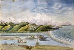 Liardet, Wilbraham Frederick Evelyn, 1799-1878 :View of Hokatiki entrance and the River Hokatiki ... [ca 1870]