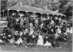 Picnic and garden party at Taumaru, Sir Francis Bell's house in Lowry Bay, Eastbourne