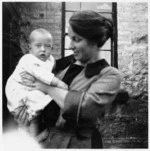 Photograph of the Dog Island Lighthouse Keeper's wife and baby