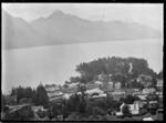View looking over houses and Queenstown Gardens towards Lake Wakatipu