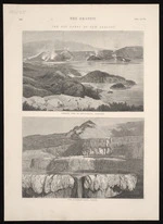 Artist unknown :The hot lakes of New Zealand. General view of Rotamahana, Auckland / H Harral sc. The tattooed basin, Tarata / H Harral sc. The Graphic, Aug. 23, 1873 [page] 168