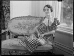 Jean Sutherland seated at Homewood, Karori, Wellington