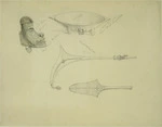[Angas, George French] 1822-1886 :Canoe head, New Georgia; Cava bowl Tongatabu [between 1844 and 1860]