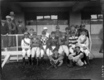 Unidentified group of jockeys at Wellington races