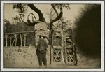 New Zealand World War 1 soldier standing by the Virgin Mary's tree, Zeitoun, Egypt