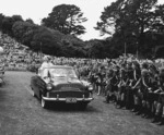 Her Majesty the Queen Mother being driven through Pukekura Park in New Plymouth during a civic welcome