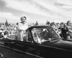 Her Majesty the Queen Mother arriving at Waterlea Park in Blenheim for a civic welcome