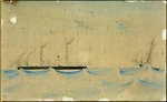 Artist unknown :[New Zealand Government steamer Gundagai crossing Patea Bar, 1865]