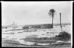 World War 2 New Zealand field workshop amongst flood waters in the Western Desert, Egypt