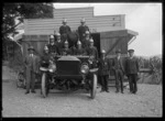 Members of the Silverstream Fire Brigade with their Dennis fire engine at the newly established Silverstream Fire Station