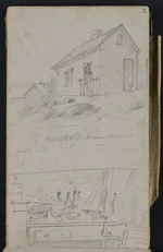 Mantell, Walter Baldock Durrant, 1820-1895 :Ye Magistrates House occupied jointly with [obliterated] Dunedin. [1850]