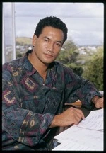 Temuera Morrison with Once were warriors film script, Auckland