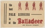 Balladeer Coffee Tavern (Wellington): The best folk singing is at the Balladeer, 203 Willis Street [ca 1966]