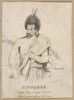 Harris, George Prideaux Robert, 1775-1840 :Tippahee a New Zealand chief / eng[rave]d by W Archibald from an original drawing by G P Harris. [London, 1827].