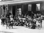 Percussion band of primary students at Kaikohe School, Far North District - Photograph taken by H R Vine
