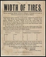 Width of tires; by-law regulating width of tires on the wheels of vehicles to be used on Government roads in the Cheviot Estate. ... R.J. Seddon, Minister for Public Works. By authority Samuel Costall, Government Printer, Weington, 1895.