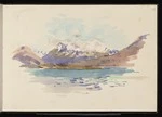 Hodgkins, Frances Mary 1869-1947 :[Mountain landscape, possibly Lake Wanaka with Mount Aspiring in the distance. 1895?]