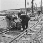 Men working on railway lines, Plimmerton