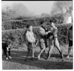 Young Maori boys doing a haka, Porirua