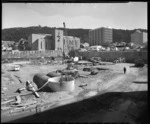 Photograph of excavation for National Library building