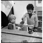 In an unidentified classroom, possibly at a kindergarten or playcentre