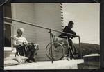 John David Stout and his mother Agnes Isobel Stout on his porch