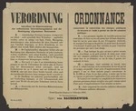 Verordnung; Ordonnance. Grand Quartier General, le 3 Octobre 1916. Der Generalquartiermeister Signé: von Sauberzweig [1916]