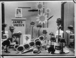 Window display of men's hats, James Smith's department store, Wellington.