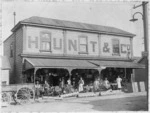 Hunt and Company furniture shop, staff, and wares, Tory Street, Wellington - Photograph taken by Berry and Company