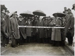 Robert Semple preparing to open a bridge across the Waimakariri River at Bealey