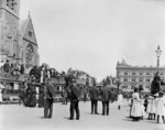 Double decker trams in Cathedral Square, Christchurch