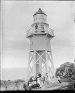 Group at lighthouse, Cape Foulwind