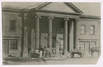 Group, including James Henry Marriott, outside Oddfellows Hall on Lambton Quay, Wellington