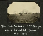 Troops and horses of the Canterbury Mounted Rifles being bombed during the second Battle of Gaza