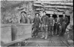 Coal miners at the entrance to a Rewanui mine