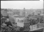 Bird's-eye view of Auckland Savings Bank building and central Auckland looking south east