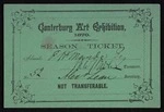Canterbury Art Exhibition 1870. Season ticket, admits [T. W. Maude, esq]. No. [52]. Alexr Lean, secretary. Not transferable.